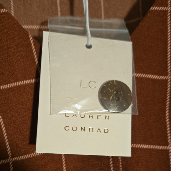 LC Lauren Conrad Brown Plaid V-Neck Blouse - Picture 10 of 10